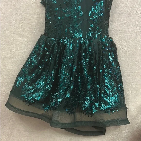 Emerald Green Sleeveless Crew Neck A-line Dress - Picture 4 of 16